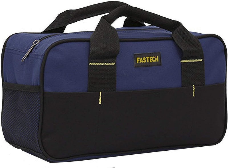 FSATECH 14 Inch Small Tool Tote Bag, Wide Mouth Tool Tote Bag, Waterproof Tool Organizer Bag, Multi-Pockets Wide Mouth Tool Tote For Man/Woman (Blue) - Image 1